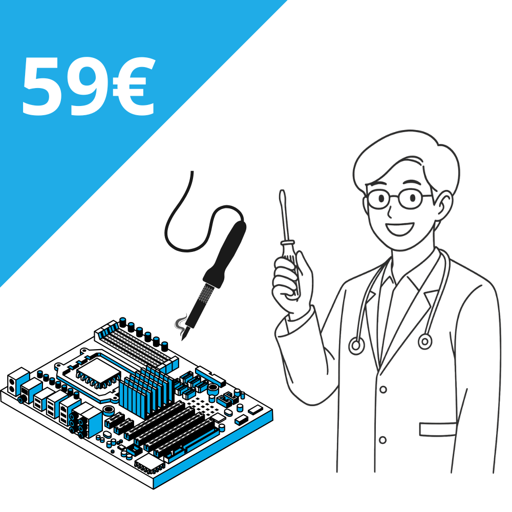 Tietokoneklinikka korjaa rikkoutuneita piirilevyjä juottamalla